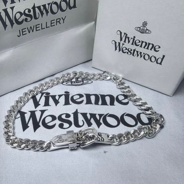 비비안웨스트우드 아카이브 레터링 orb 각인 초커 체인 목걸이