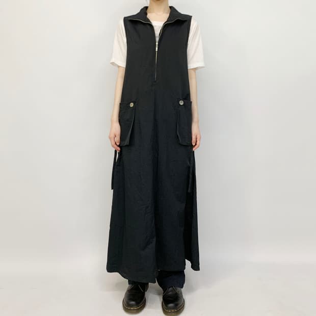 빈티지 나일론 반집업 원피스