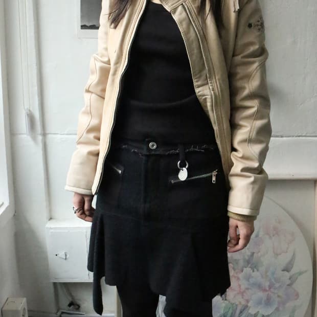 디젤 비대칭 울 미니 스커트