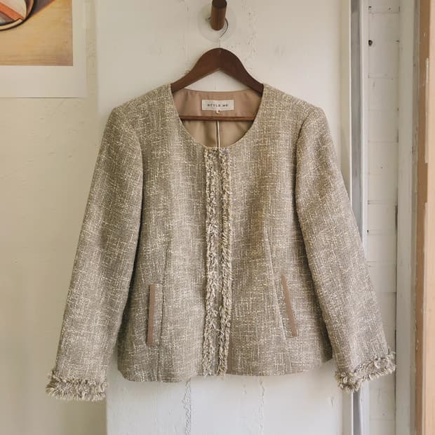 골드베이지 트위드 재킷(Japan made)