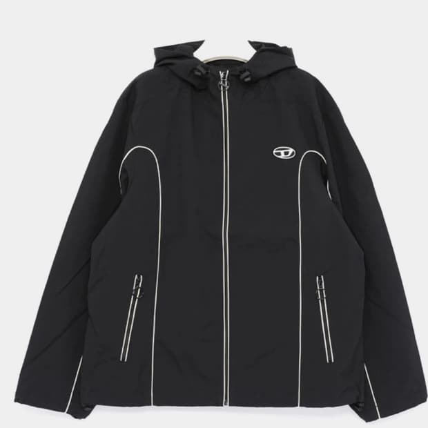 디젤 J-하이브스 콘트라스트 파이핑 윈드브레이커 블랙 XL