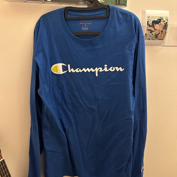 챔피온 블루 긴팔티