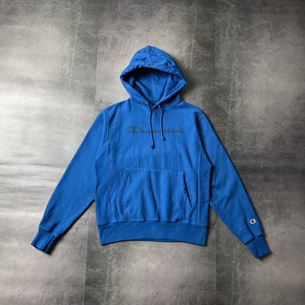 CHAMPION 챔피온 리버스위브 빈티지 블루 코튼 후드티 A00526