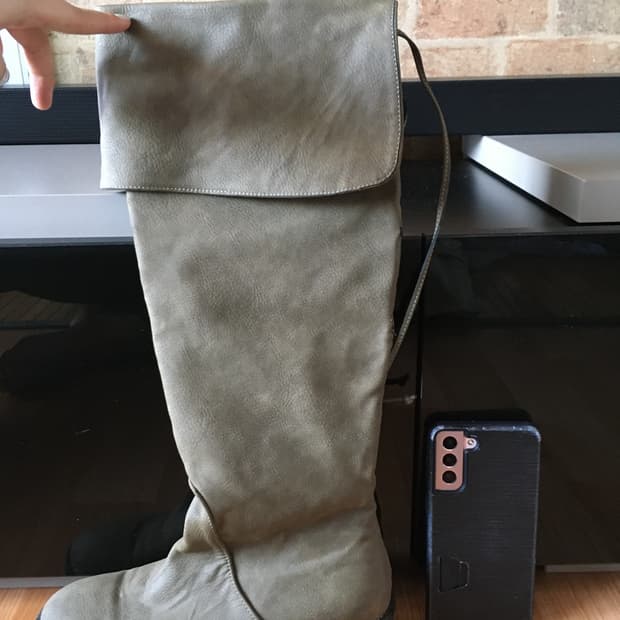 브라운 가죽 롱부츠