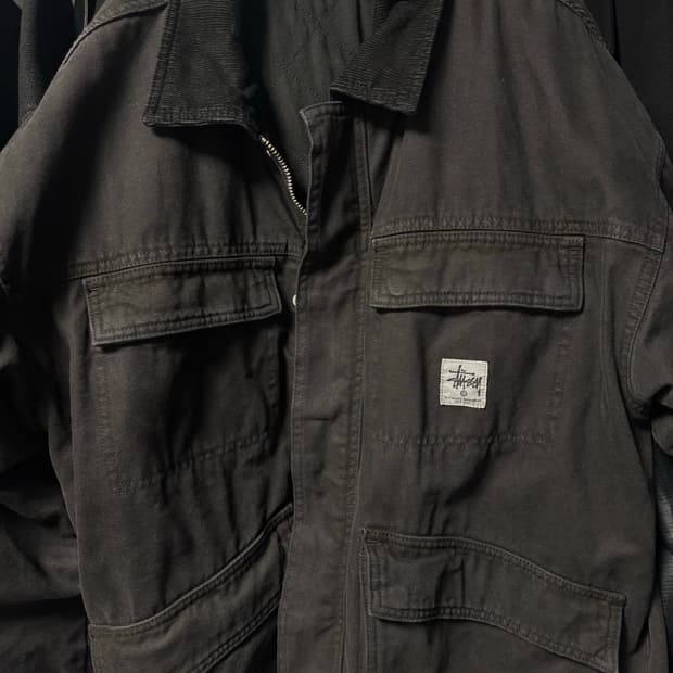 스투시 워시드 캔버스 샵 자켓 블랙 XL