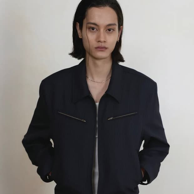 리겔 울 실크 블렌드 스트라이프 자켓 다크 네이비 46 사이즈