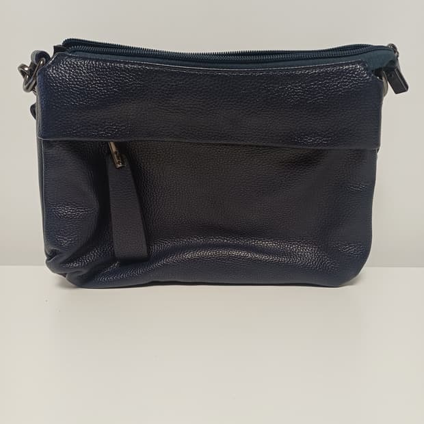 (고급 천연가죽) 네이비 3단 수납 미니 숄더백 / 가죽 상태 최상