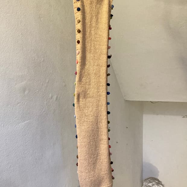 빈티지 무지개방울 베이지 머플러