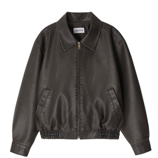 랭앤루 노팅힐 워싱 레더 봄버 자켓 다크브라운