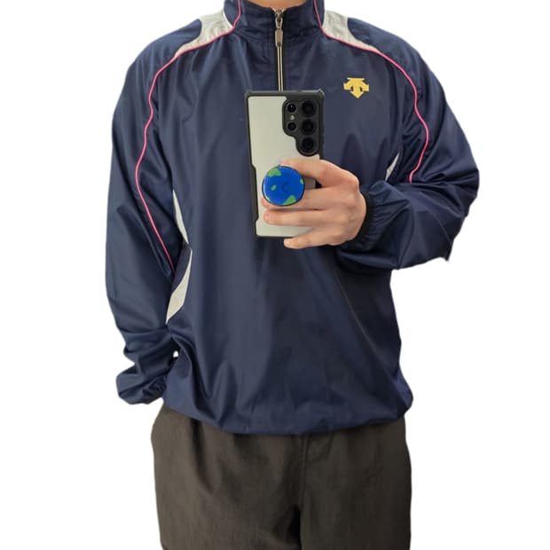 M 데상트 네이비 핑크 아노락 웜업