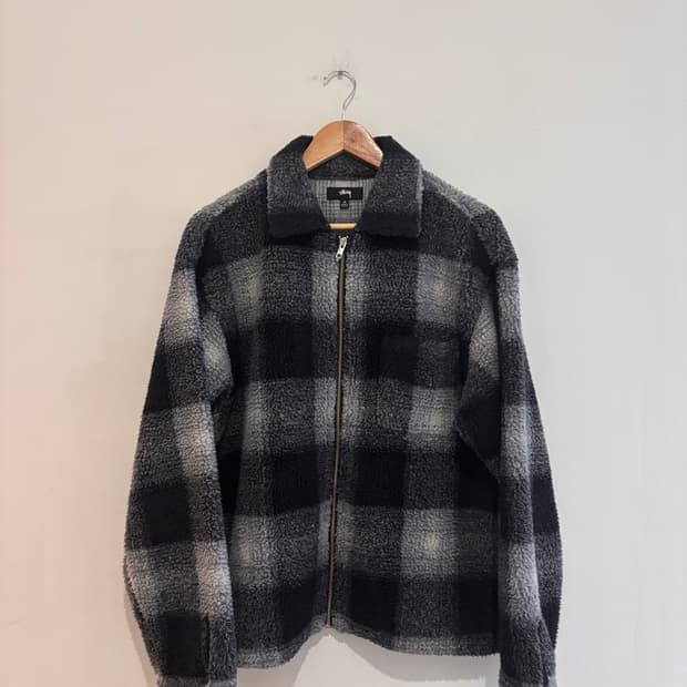 Stussy shadow plaid sherpa zip-up