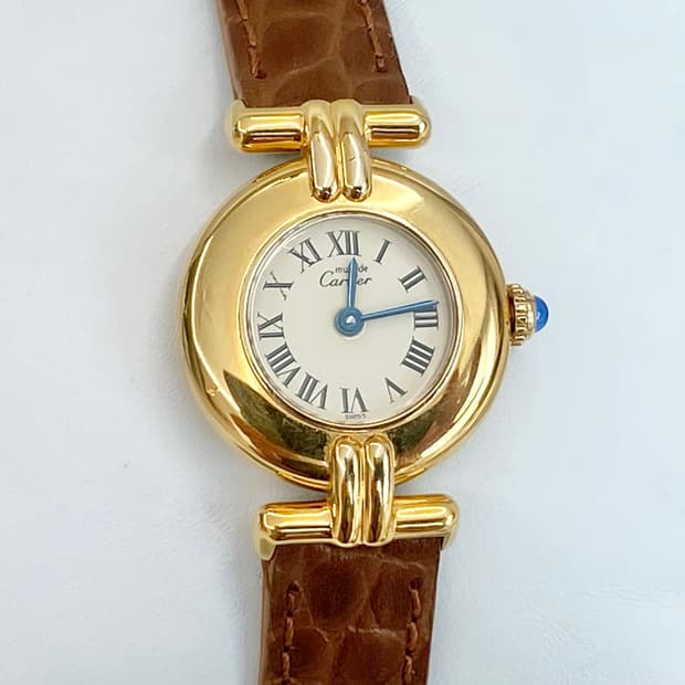 까르띠에 머스트 꼴리제드 24mm 쿼츠 여성용 금장 실버