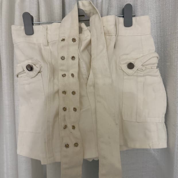 빈티지 청 화이트 치마