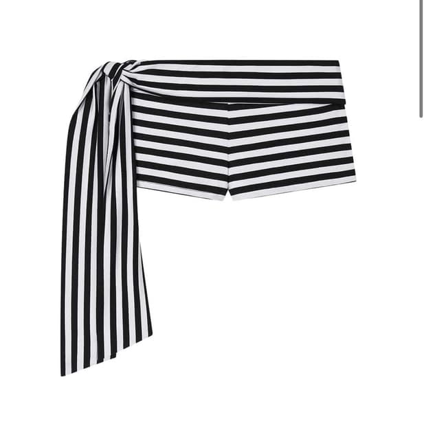 STRIPED SIDE TIE SHORTS, BLACK