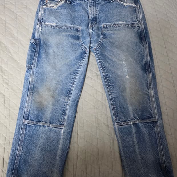 [40X30] 빈티지 칼하트 더블니 FR 데님팬츠 워시드 B20