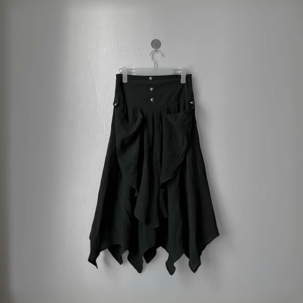 아카이브 드레이프 레이어드 셔링 견장 스터드디테일 스커트 치마 락시크