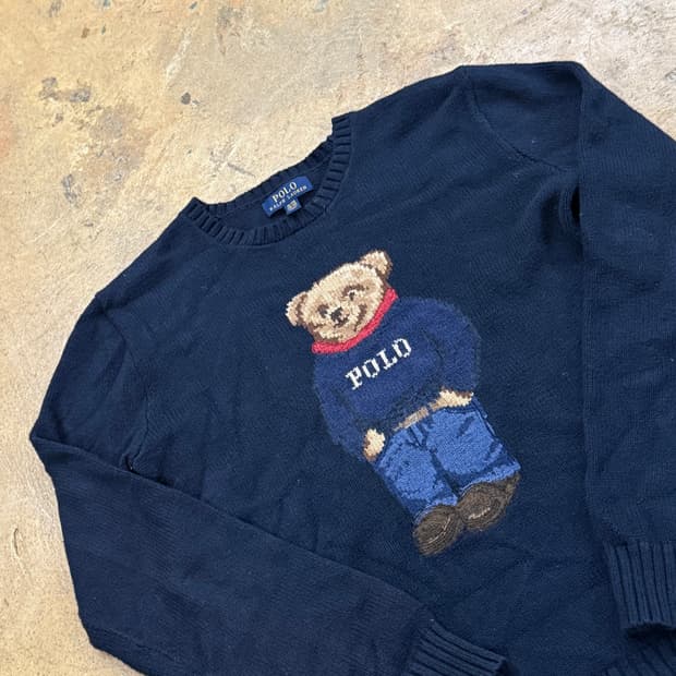 폴로 랄프로렌 한정판 레어 테디베어 네이비 스웨터 니트