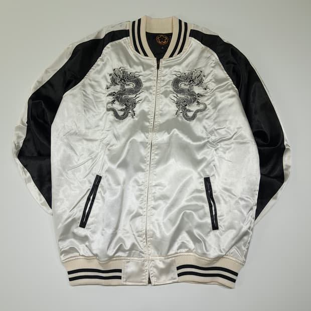 CK027 [새상품] XL 로그 00s 새틴 백룡 스카잔 자켓 점퍼