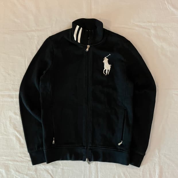 폴로 랄프로렌 딱붙핏 빅포니 코튼 집업 져지 블랙