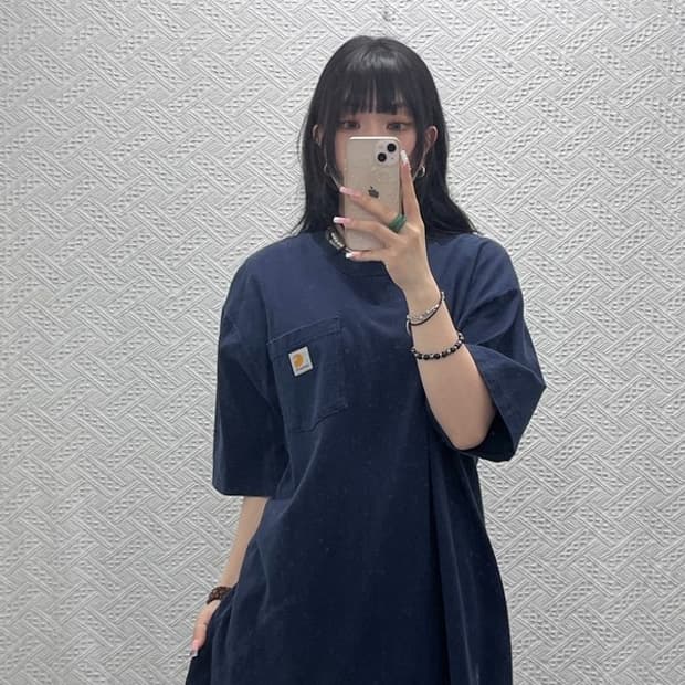칼하트 빈티지 모던 캐주얼 박스로고 포켓 반팔티 L C12178