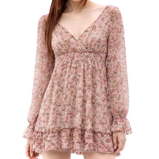 빈티지 모리걸 쉬폰 플라워 원피스 