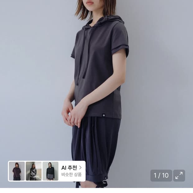 오헤시오 HOODED LAYERED CAP SLEEVE T-SHIRT
