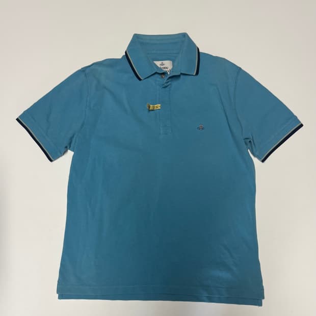 희귀!! 비비안웨스트우드 넥라인 반팔 카라 티셔츠 L ~ XL 블루