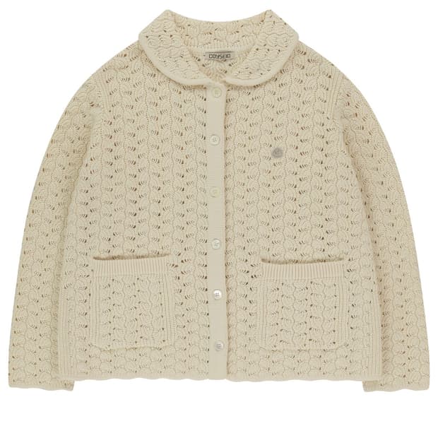 코이세이오 웨이브 니트 가디건 아이보리