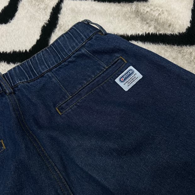 [M]아웃도어 원턱 벨티드 밴딩 데님팬츠/진청