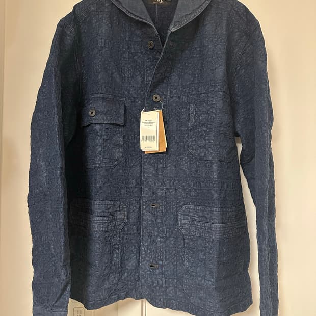 RRL 인디고 자카드 데크 오버셔츠