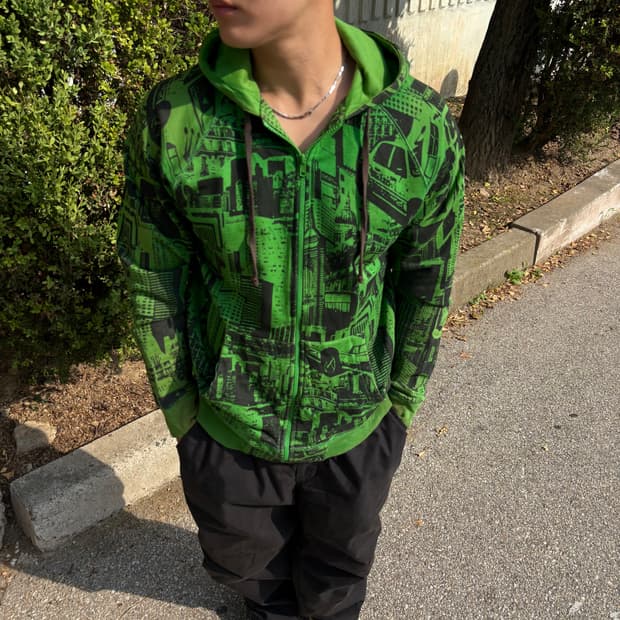 스투시 JPN 90s 뉴욕 풀 프린팅 후드집업