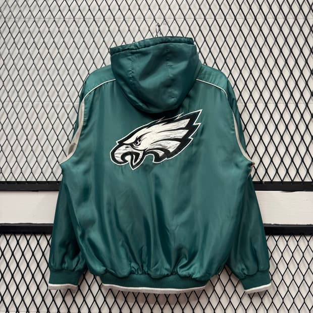 00s NFL X 필라델피아 이글스 후드 점퍼 독수리 빅로고 디테일 그린