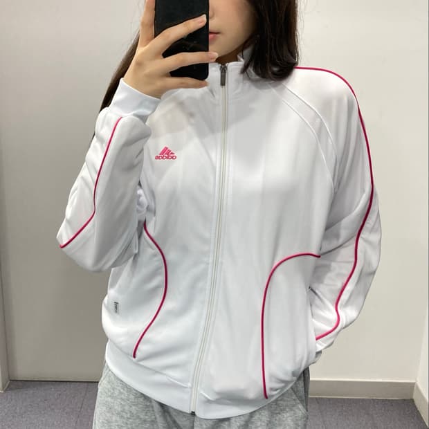 아디다스 흰핑 화이트 져지 트랙 자켓