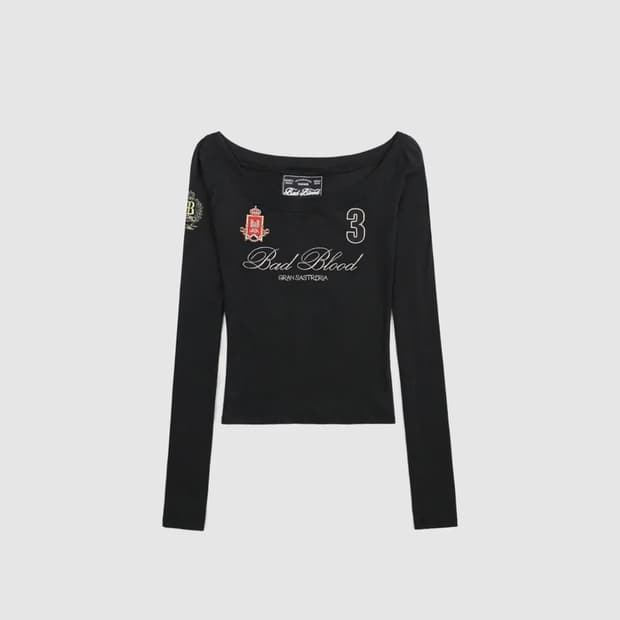 배드블러드 로열 클래식 오프숄더 탑 블랙