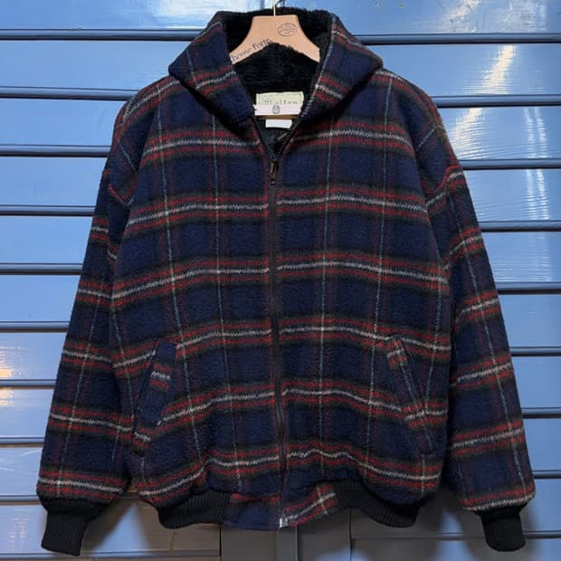 Melton USA 체크 퍼 후드자켓