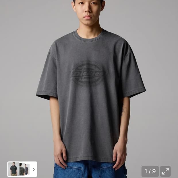 가먼트 다이드 모노 로고 티셔츠 Charcoal (L)