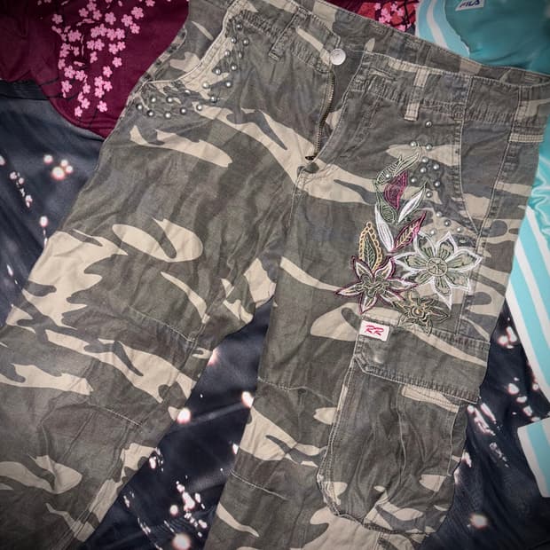 빈티지 디테일 카고 밀리터리 7부 팬츠 y2k 2000s