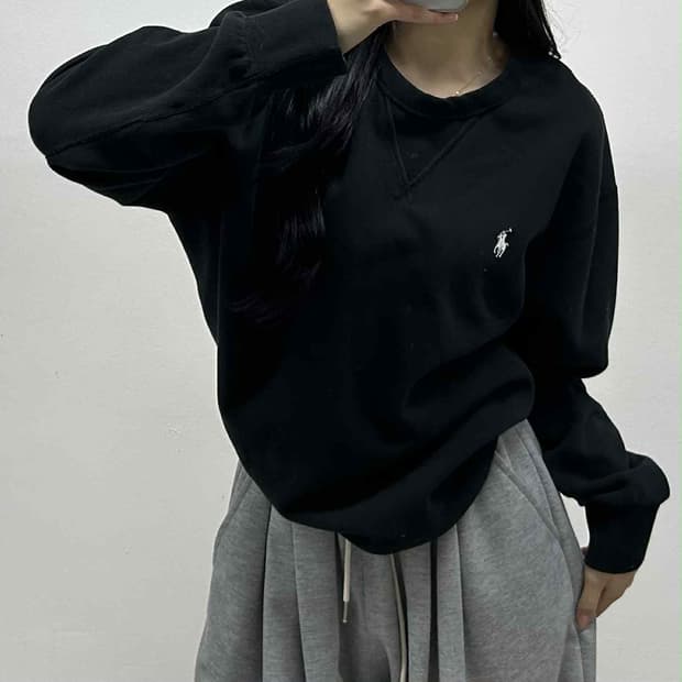 폴로 랄프로렌 준신형 블랙 스웨트셔츠 맨투맨(XL)