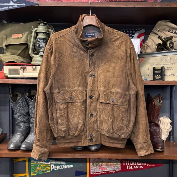 90s 크리스티안 베그 리얼레더 스웨이드 블루종 자켓 N555