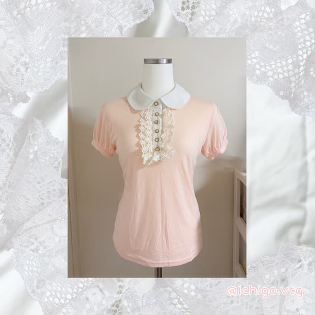 앙크루즈 ankrouge 히메갸루 코랄핑크 레이스 빈티지 로걀탑