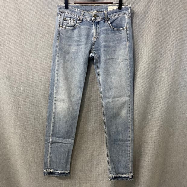 랙앤본 Rag & Bone JEAN 라이트 워시 프레이드 로우헴 데님 팬