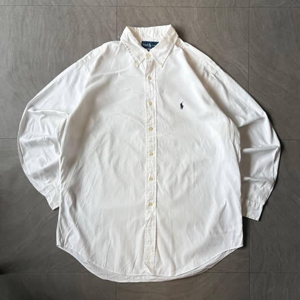 폴로 정품 화이트 클래식 포니 로고 옥스포드 셔츠