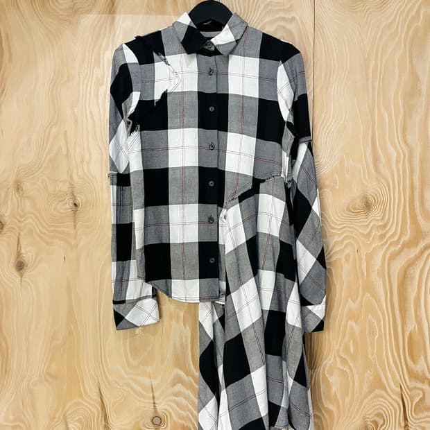 MM6 메종 마르지엘라 16s/s 언발란스 체크 셔츠