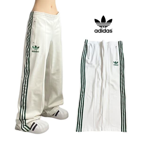 아디다스 대장 파이어버드 유로파 흰초 삼선 와이드 트랙팬츠