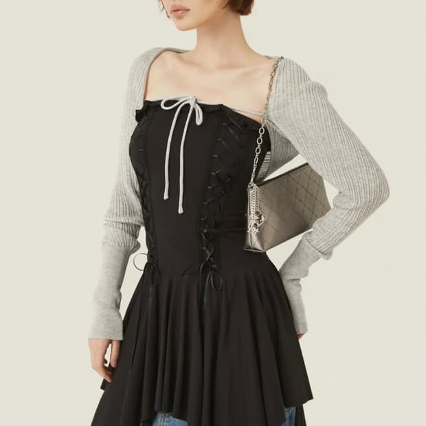 쓰리타임즈 Stretch lace up dress