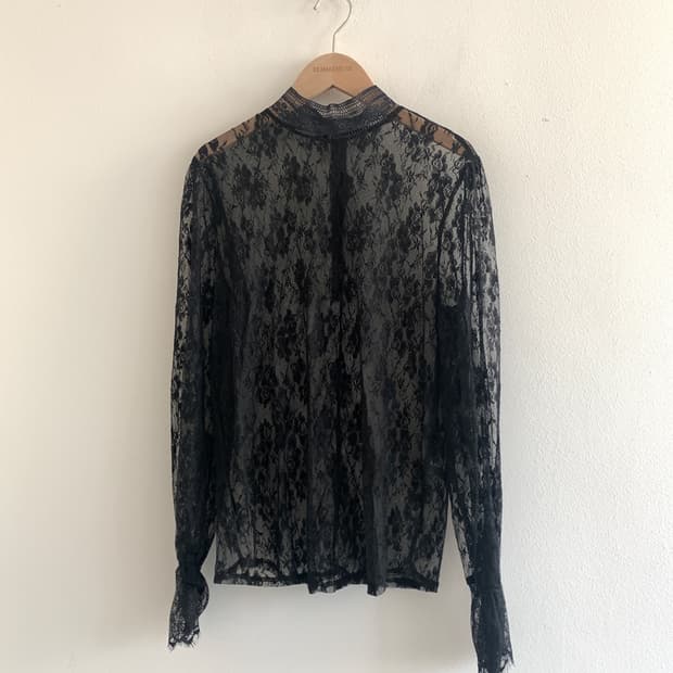 Lace high neck blouse(black)