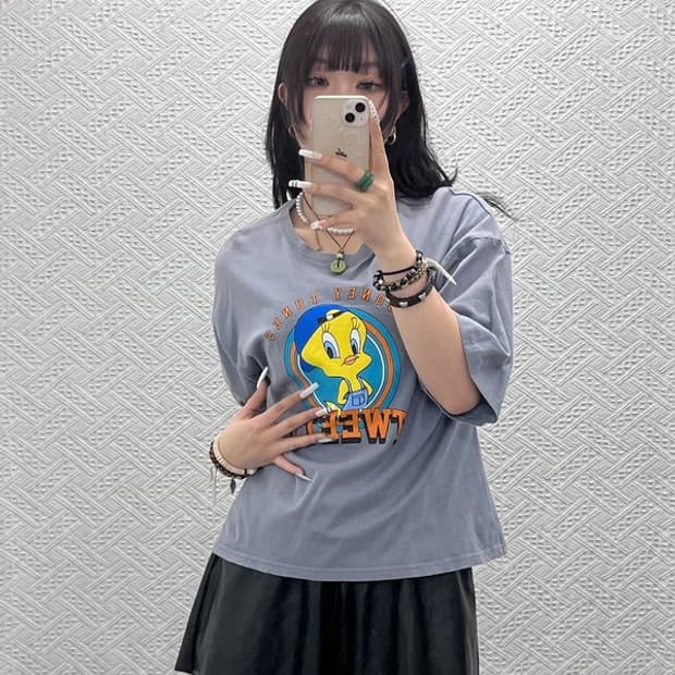 루니툰즈 레트로 희귀 90's 트위티 프린팅 반팔티 M C10906