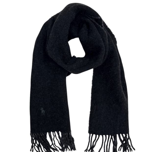 폴로 울 머플러 블랙그레이