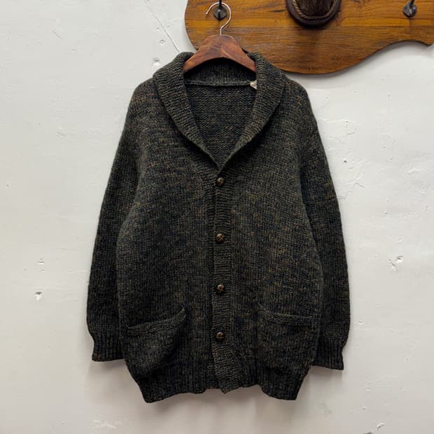 80-90s Vintage Wool Shawl Collar Knit Ca