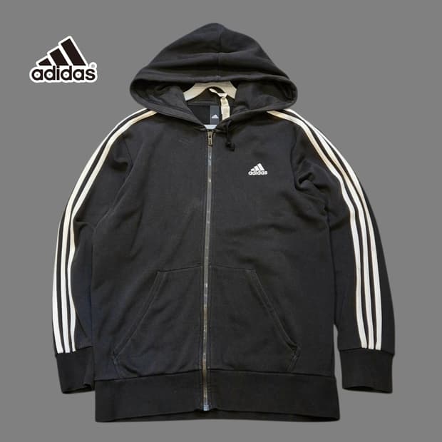 실사이즈 L~XL 아디다스 블랙 후드집업 